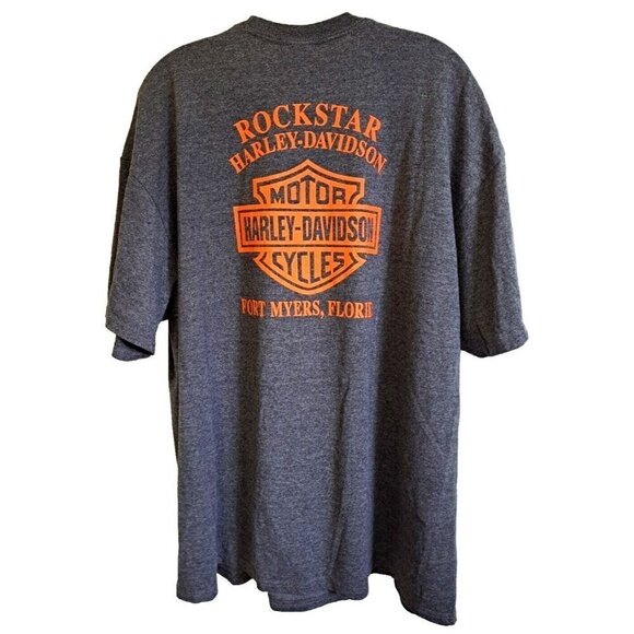 Harley-Davidson Men's XXL Gray Short Sleeve Rockstar Fort Myers Florida - Picture 3 of 6